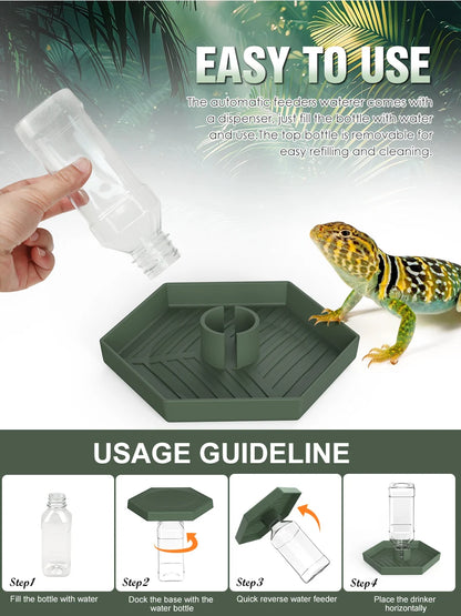 Wasserspender für Reptilien, Wassernapf, Futterzubehör, geeignet für Eidechsen, Schildkröten, Geckos, Terrarien-Zubehör