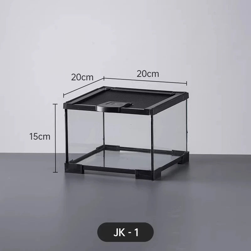 Professionelles Glas-Terrarium für Reptilien, geeignet für Chamäleons, Echsen und Schlangen, ideal für Hornfrösche und Wasserschildkröten, mit transparenter Belüftung.
