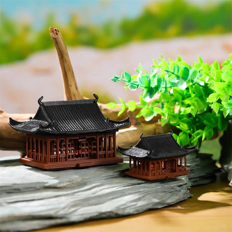 Miniatur-Pavillon-Figur, Bonsai-Ornament, Garten-Dekorationen, Mikro-Landschaft, Pavillon-Statue, Zen-Modell, Garten-Zubehör, Hof-Steingarten