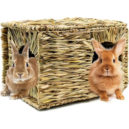 Grasnest für Kaninchenkäfige, gewebt, faltbar, Hamster, Meerschweinchen, Gras zum Kauen, Spielzeugmatte, Haus, Haustiernester, Zubehör
