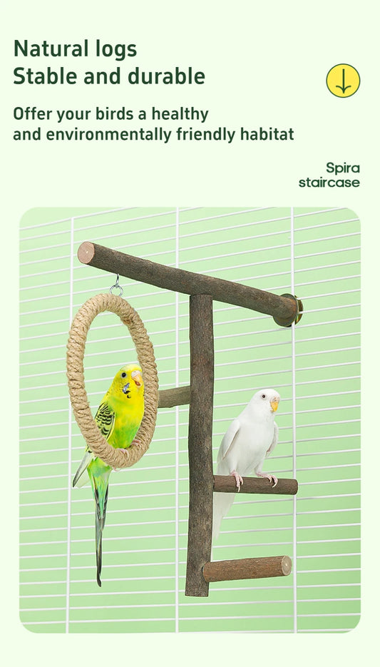 Parrot Cage Swing Toy Ladder Pet Bird Chewing Toy Cotton Thread Hanging for Bird Boredom Breaker Cage Hanging Circle Stand Toy