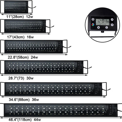 30-60 Zentimeter Aquarium 24/7 Vollspektrum LED-Beleuchtung Aquarium-Dekorationslampe für Wasserpflanzenwachstum IP68 Wasserdicht 100 V-240 V