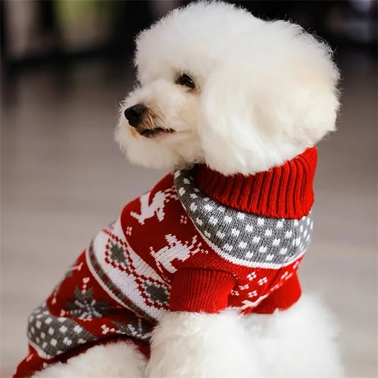 Maglione per animali domestici in stile natalizio per cani e gatti Nuovo maglione di lana lavorato a maglia per Bichon e Corgi