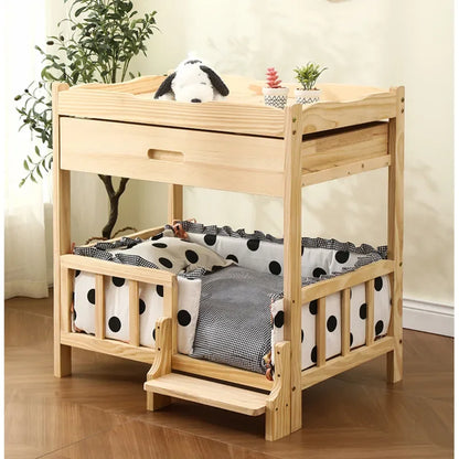Letto principessa in legno massello a 2 strati per animali domestici Forniture universali per cani e gatti Comodo nido per cani traspirante Comoda scala da arrampicata