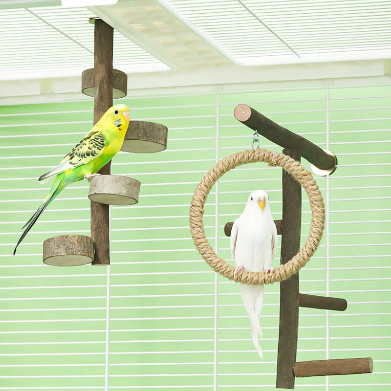 Papageienkäfig Schaukelspielzeug Leiter Haustier Vogel Kauspielzeug Baumwollfaden zum Aufhängen für Vögel Langeweile Brecher Käfig Hängender Kreis Ständer Spielzeug