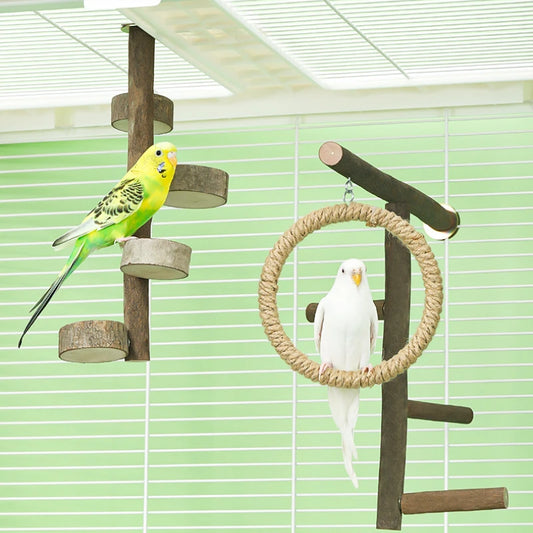 Parrot Cage Swing Toy Ladder Pet Bird Chewing Toy Cotton Thread Hanging for Bird Boredom Breaker Cage Hanging Circle Stand Toy
