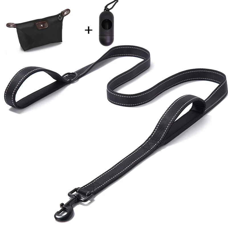 Guinzaglio per cani Dual Handle Hands Free Running guinzaglio ammortizzante elastico estensibile cuciture riflettenti cintura in vita regolabile