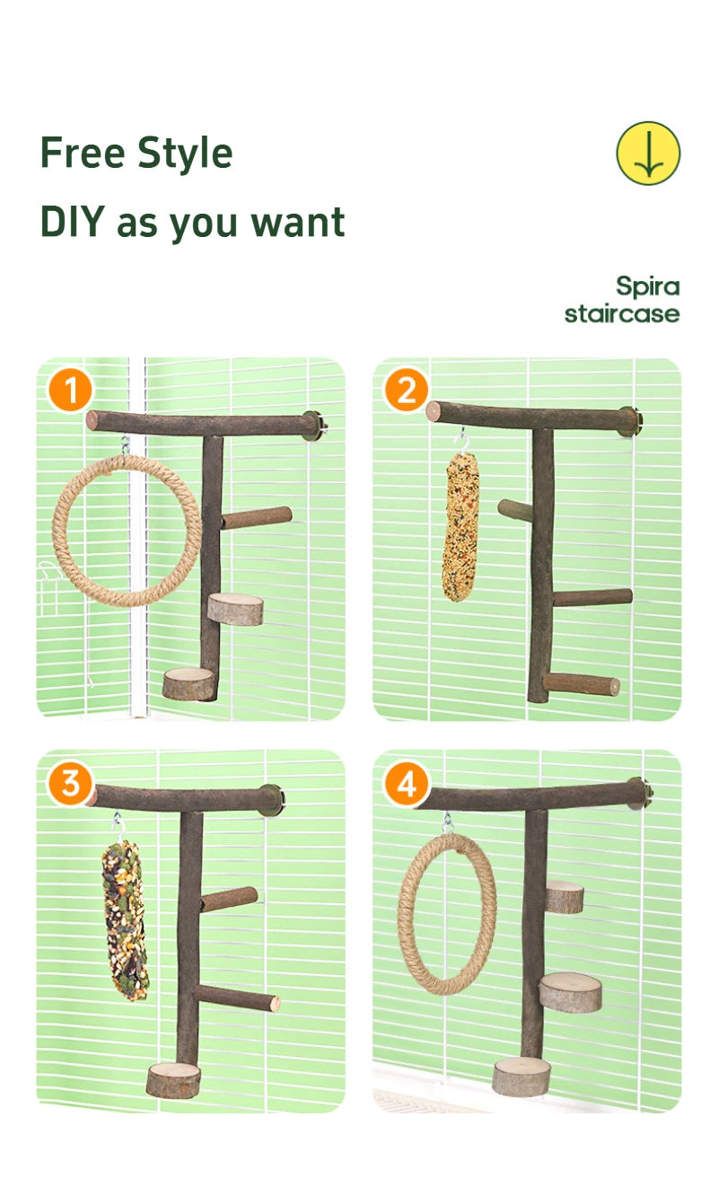 Gabbia per pappagalli Altalena Giocattolo Scaletta Giocattolo da masticare per uccelli da compagnia Filo di cotone appeso per uccello Noia Gabbia per rompere il cerchio sospeso Giocattolo