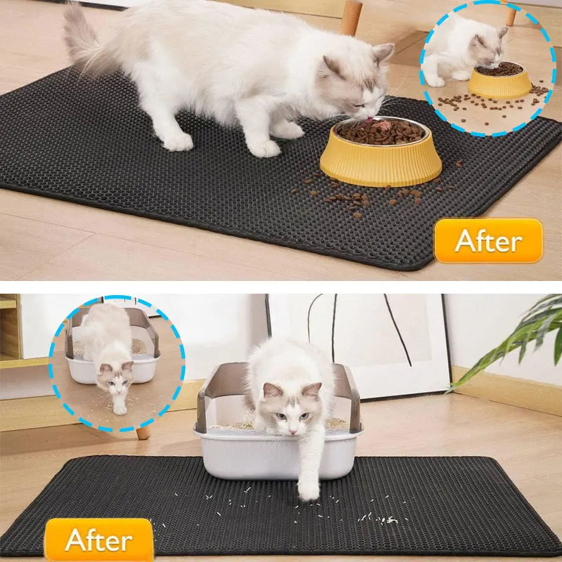 Katzenstreumatte für Haustiere, doppellagige, wasserdichte Katzenstreumatte, Haustier-Streumatte, saubere Pads-Produkte für Katzenzubehör