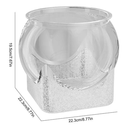 Ultra-transparente runde Fischschale, abnehmbares Desktop-Fischtank aus Kunststoff, 360-Grad-Sicht, kleiner Desktop-Aquarium, Tischdekoration