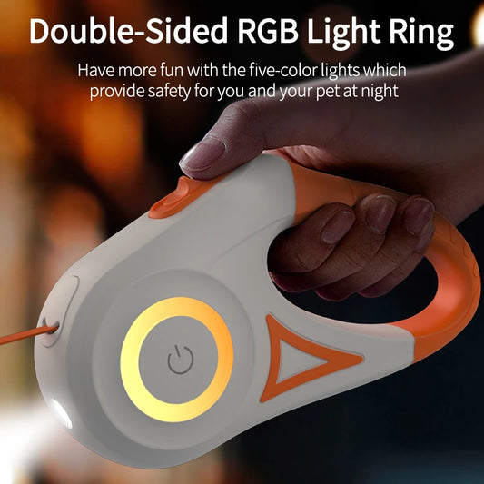 ROJECO 5M Guinzaglio automatico per cani Retrattile LED Luminoso Leading Cinghie luminose di moda per cuccioli di cane Pet Flexi Walking Running Piombo