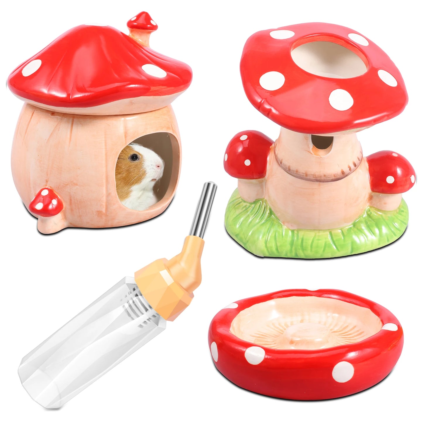 Hamsterspielset in Pilzform.