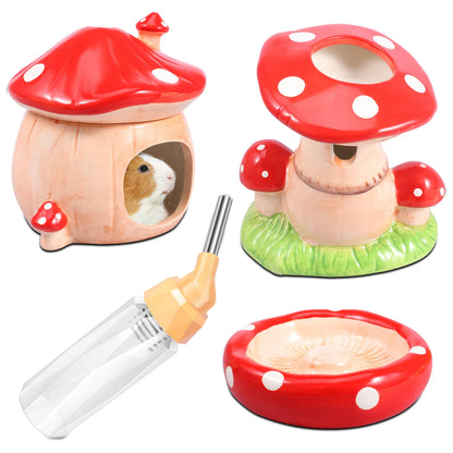 Hamsterspielset in Pilzform.