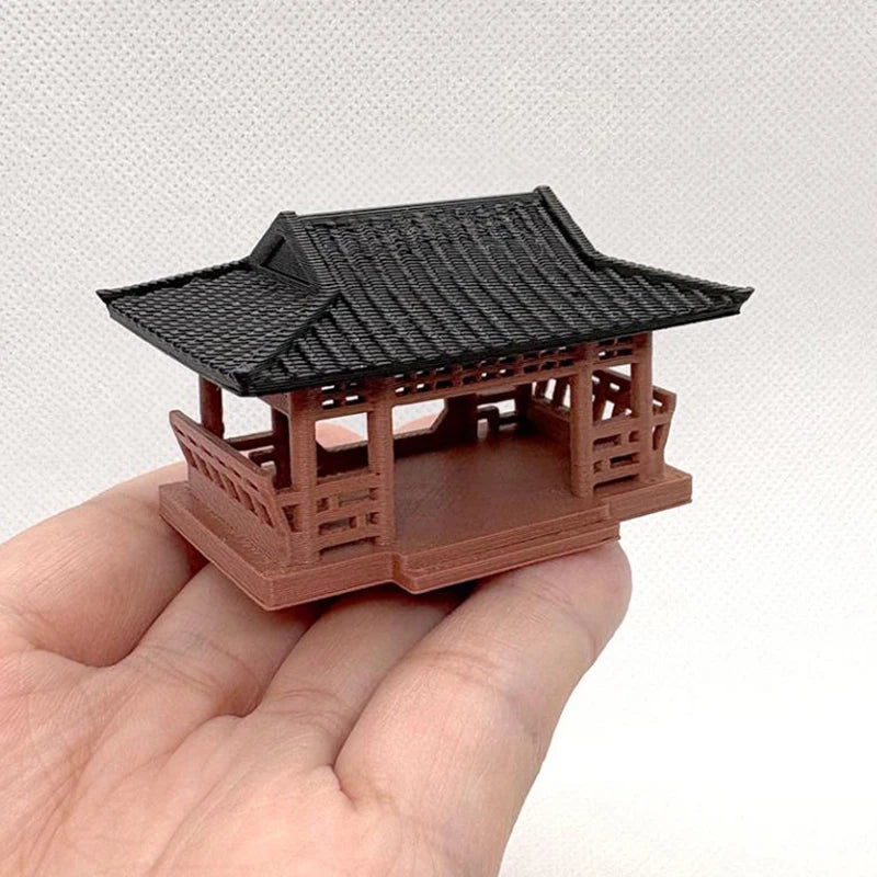 Miniatur-Pavillon-Figur, Bonsai-Ornament, Garten-Dekorationen, Mikro-Landschaft, Pavillon-Statue, Zen-Modell, Garten-Zubehör, Hof-Steingarten