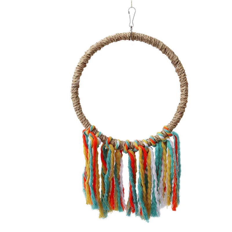 Animale domestico Uccello Pappagallo Giocattolo Corda di cotone Gabbia appesa Altalena Corda Anello Stand Arrampicata Giocattolo Calopsitte Masticazione Giocattolo di addestramento Forniture per uccelli