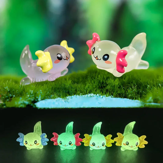 50-100PCS Luminoso Axolotl Miniature Ambystoma Mexicanum Glow At Night Simpatici Animali Acquario Muschio Microlandscape Decorazione