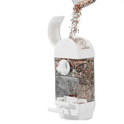 Mangiatoia per uccelli Distributore d'acqua Mangiatoia per parrocchetti a forma di casa Mangiatoia per uccelli intelligente Gabbia per bere contenitore per alimenti anti-fuoriuscita di grande capacità