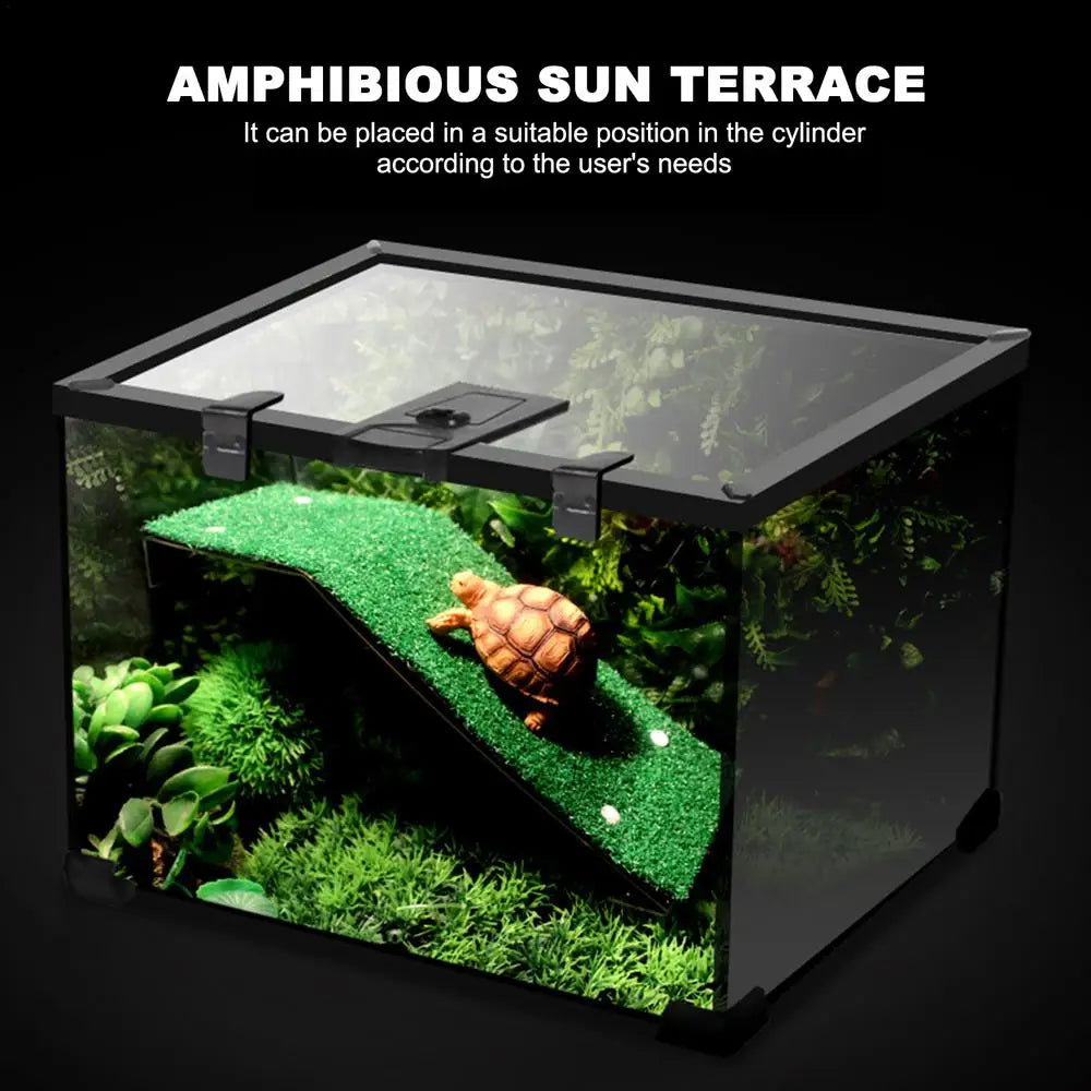 Schildkrötenplattform Simulation Rasenrampe Schildkrötenruheterrasse Reptilienrasen Kletterleiter Aquatische Schildkröte Tank Zubehör