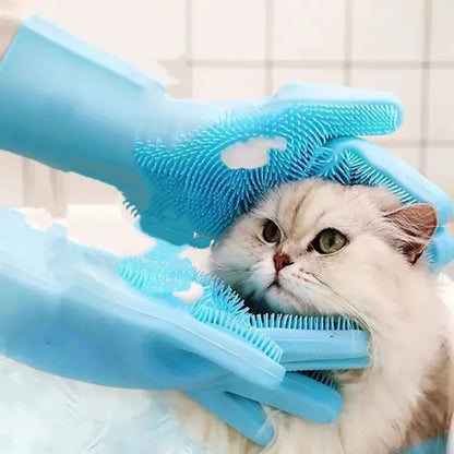 Badehandschuhe für die Haustierpflege Badehunde-Shampoo-Bürste Magischer Massage-Reinigungsschwamm Handschuh Silikon-Haarentfernungshandschuh