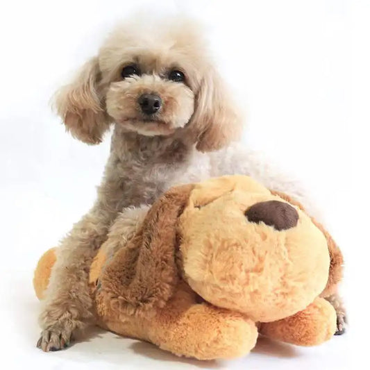 【Alívio dell'ansia calmante】 Peluche per cani con simulatore di battito cardiaco Caldo cucciolo di sonno Compagno di sollievo dallo stress Giocattolo coccoloso per ansioso