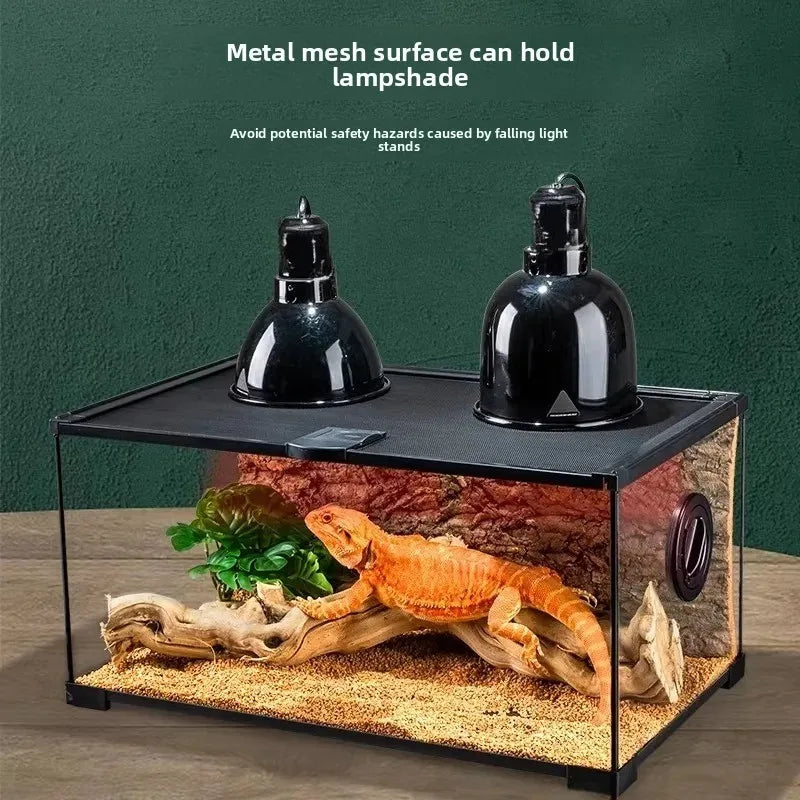 Professionelles Glas-Terrarium für Reptilien, geeignet für Chamäleons, Echsen und Schlangen, ideal für Hornfrösche und Wasserschildkröten, mit transparenter Belüftung.