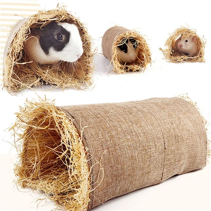 Kaninchen Hideaway Spielzeug Gras Stroh Kaninchen Spielzeug Tunnel Hamster Zubehör für Meerschweinchen Chinchilla Frettchen Ratten