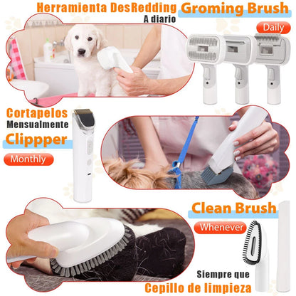 Toelettatrice multifunzionale per animali domestici e aspirazione sottovuoto all-in-one Set per toelettatura animali domestici con spinta da barba e spazzola per pettinare Per cani e gatti