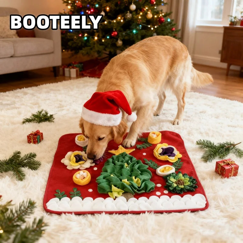 BOOTEELY Tappetino natalizio per cani, naso per animali domestici, lavoro, alimentazione lenta, tappetino per addestramento, giocattolo interattivo, coperta per attività antistress