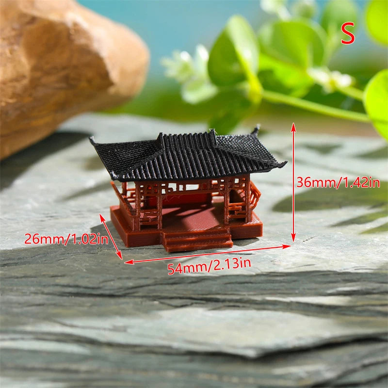 Miniatur-Pavillon-Figur, Bonsai-Ornament, Garten-Dekorationen, Mikro-Landschaft, Pavillon-Statue, Zen-Modell, Garten-Zubehör, Hof-Steingarten