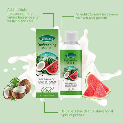 YEGBONG 2-in-1 Erfrischendes Shampoo und Spülung für Haustiere, Juckreiz stillend, feuchtigkeitsspendend, schmutzentfernend, Geruchsbalsam, Duschgel für Hunde