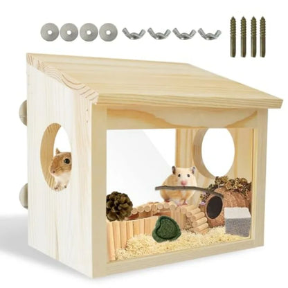 Sichtbare Grabekiste für Hamster mit Sandbadewanne und Acrylplattenzubehör für Zwerghamster, syrische Hamster, Mäuse, Rennmäuse, Lemminge