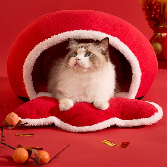 Sacco a pelo per cani Capodanno Burrowing Letto per gatti Peluche Morbido Cucciolo Burrow Pad Gattino Cuddler Letti per gatti spessi e caldi nido per animali domestici