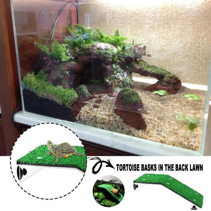 Schildkrötenplattform Simulation Rasenrampe Schildkrötenruheterrasse Reptilienrasen Kletterleiter Aquatische Schildkröte Tank Zubehör