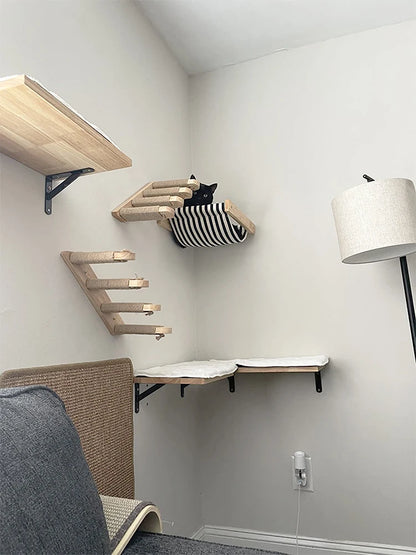 Mensola da arrampicata per gatti montata a parete gradini mobili da parete scala con corda in sisal tiragraffi albero per gatti gattini che dormono