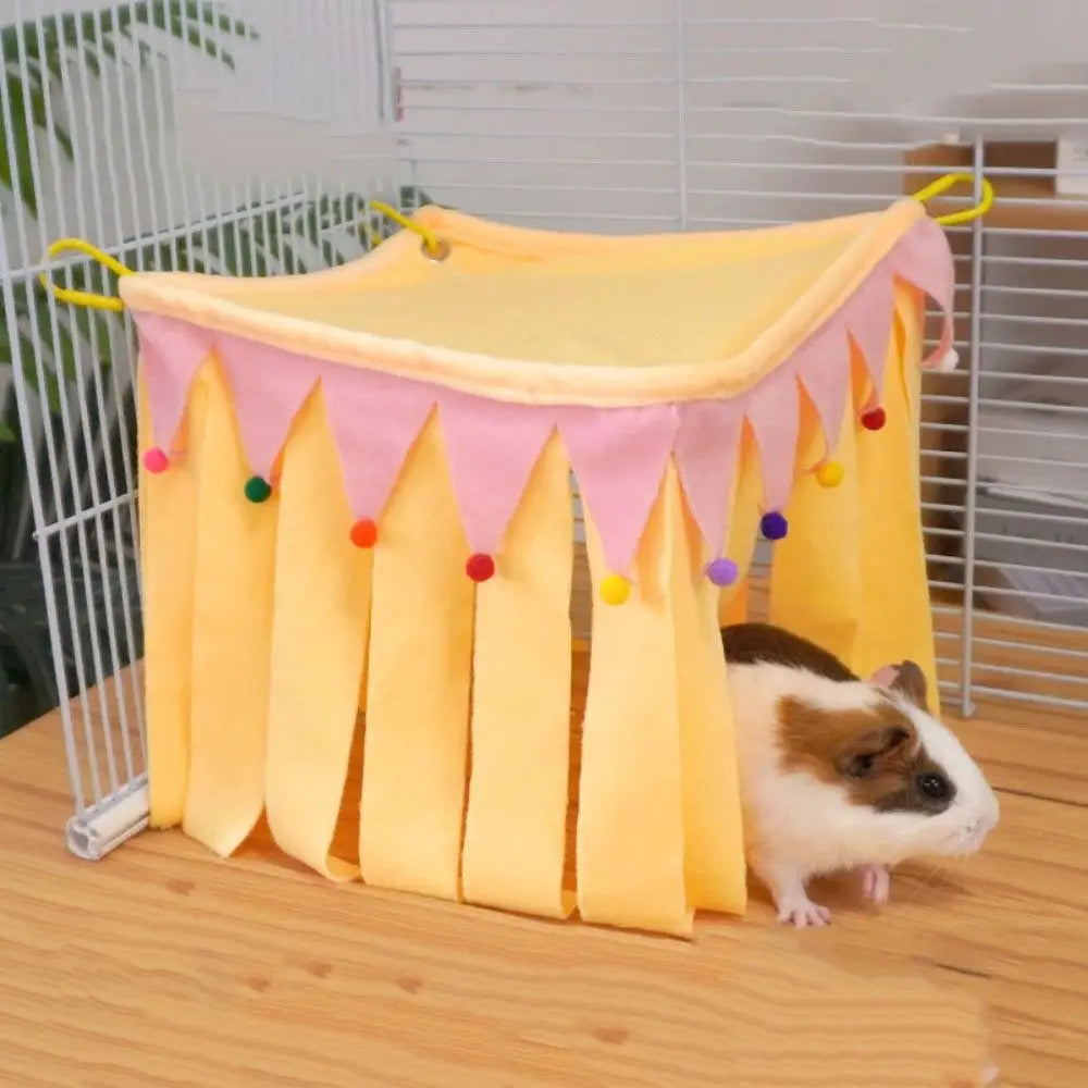 Striscia di nappe Caviale d'India Tenda per animali domestici Nascondiglio Morbido Piccoli animali Nascondere la casa Letto per dormire Comodo criceto Nascondere angolo Nido Coniglio