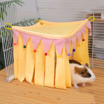 Striscia di nappe Caviale d'India Tenda per animali domestici Nascondiglio Morbido Piccoli animali Nascondere la casa Letto per dormire Comodo criceto Nascondere angolo Nido Coniglio