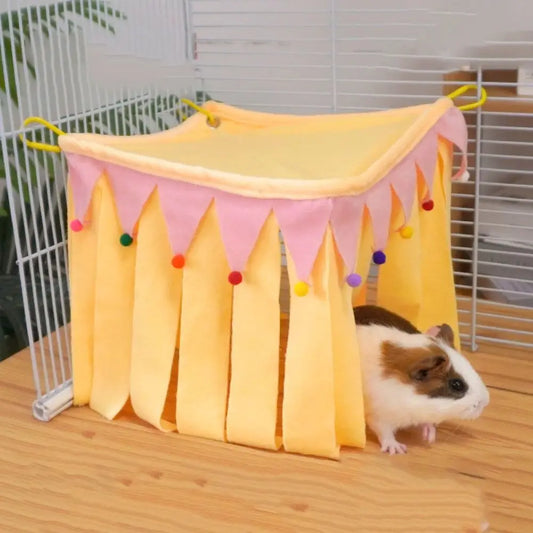 Striscia di nappe Caviale d'India Tenda per animali domestici Nascondiglio Morbido Piccoli animali Nascondere la casa Letto per dormire Comodo criceto Nascondere angolo Nido Coniglio
