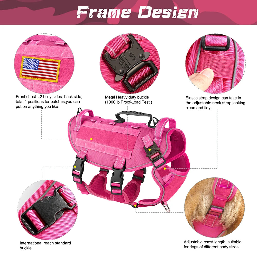 Imbracatura tattica militare per cani a prova di fuga gilet per cani in Nylon riflettente imbracature per cani di taglia media per escursioni Pitbull