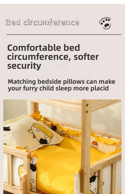 Letto principessa in legno massello a 2 strati per animali domestici Forniture universali per cani e gatti Comodo nido per cani traspirante Comoda scala da arrampicata