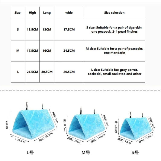 Letto per uccelli Gabbie per pappagalli per uccelli invernali per animali domestici Calda peluche Amaca Capanna Tenda Letto Appeso Grotta per dormire e schiusa Accessori per uccelli