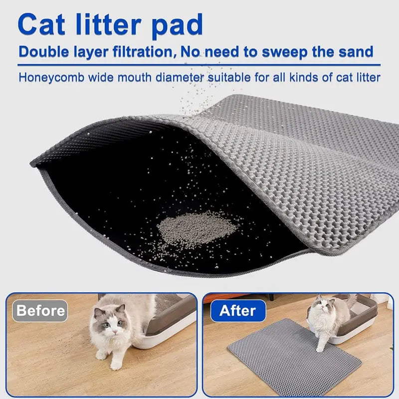 Katzenstreumatte für Haustiere, doppellagige, wasserdichte Katzenstreumatte, Haustier-Streumatte, saubere Pads-Produkte für Katzenzubehör