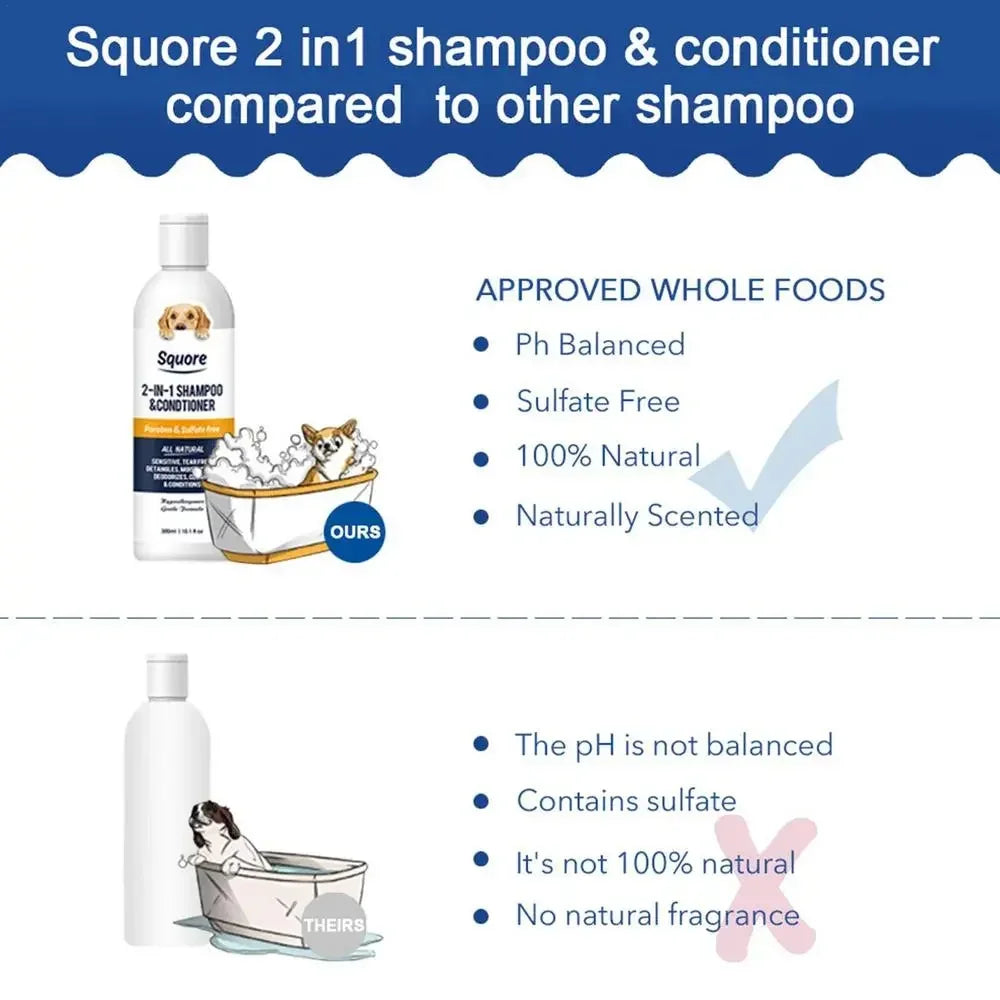 Welpen-Shampoo und -Conditioner, natürliches 2-in-1-Feuchtigkeitsshampoo, feuchtigkeitsspendendes Hundeshampoo für empfindliche Haut, pH-neutral