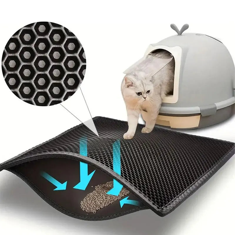 Katzenstreumatte für Haustiere, doppellagige, wasserdichte Katzenstreumatte, Haustier-Streumatte, saubere Pads-Produkte für Katzenzubehör