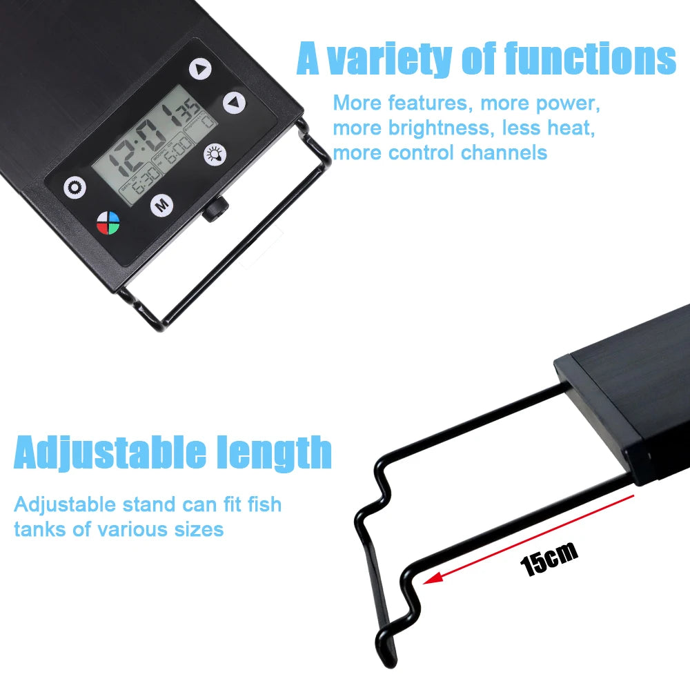 30-60 Zentimeter Aquarium 24/7 Vollspektrum LED-Beleuchtung Aquarium-Dekorationslampe für Wasserpflanzenwachstum IP68 Wasserdicht 100 V-240 V