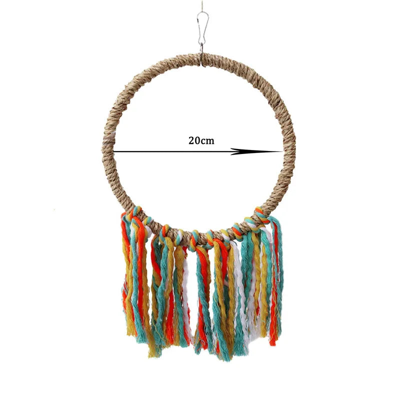 Animale domestico Uccello Pappagallo Giocattolo Corda di cotone Gabbia appesa Altalena Corda Anello Stand Arrampicata Giocattolo Calopsitte Masticazione Giocattolo di addestramento Forniture per uccelli