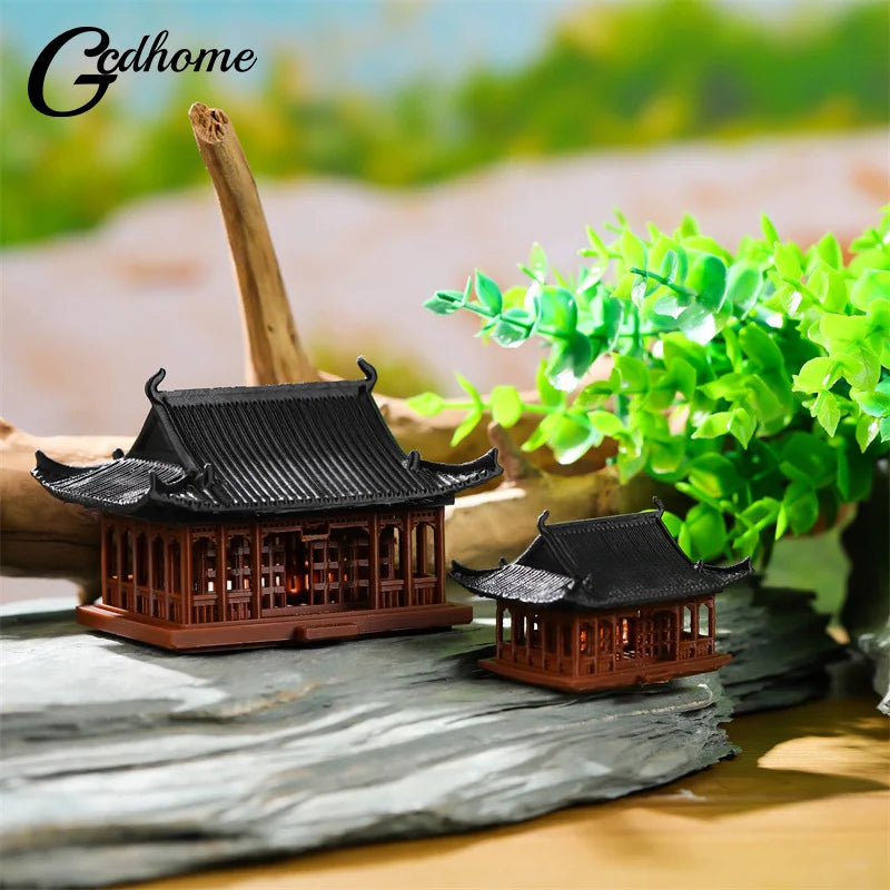 Miniatur-Pavillon-Figur, Bonsai-Ornament, Garten-Dekorationen, Mikro-Landschaft, Pavillon-Statue, Zen-Modell, Garten-Zubehör, Hof-Steingarten