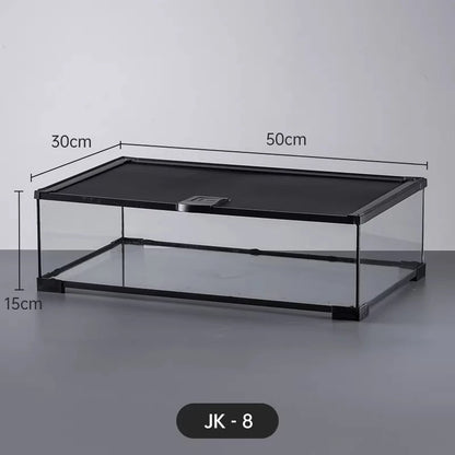 Professionelles Glas-Terrarium für Reptilien, geeignet für Chamäleons, Echsen und Schlangen, ideal für Hornfrösche und Wasserschildkröten, mit transparenter Belüftung.