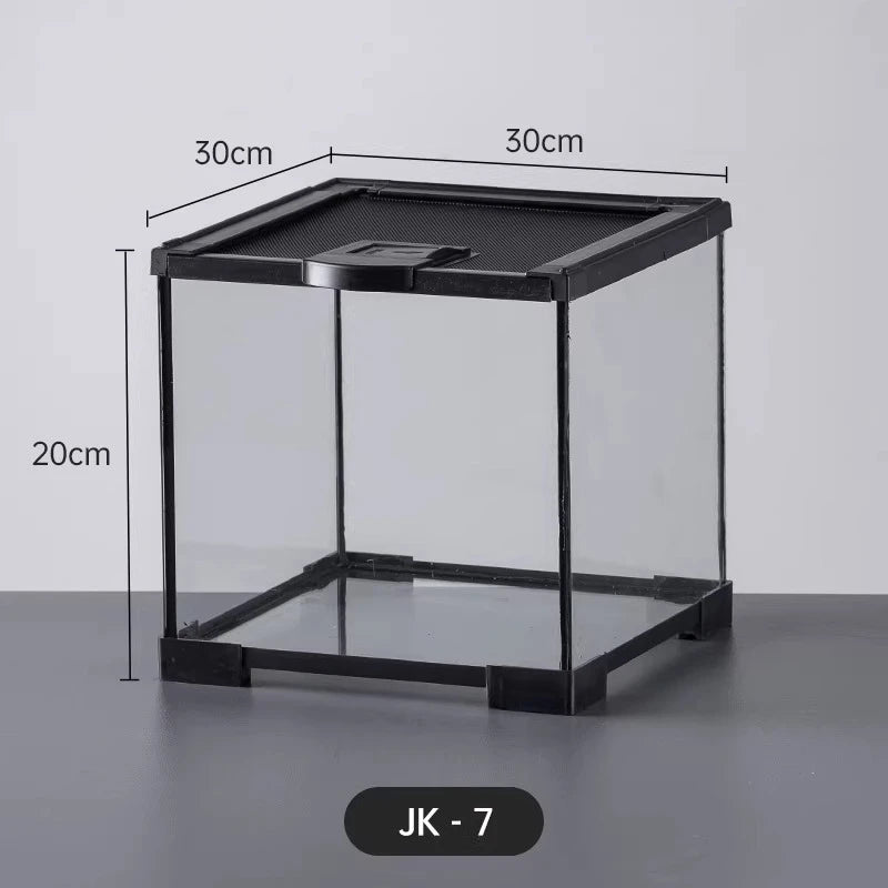Professionelles Glas-Terrarium für Reptilien, geeignet für Chamäleons, Echsen und Schlangen, ideal für Hornfrösche und Wasserschildkröten, mit transparenter Belüftung.