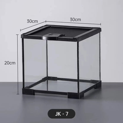 Professionelles Glas-Terrarium für Reptilien, geeignet für Chamäleons, Echsen und Schlangen, ideal für Hornfrösche und Wasserschildkröten, mit transparenter Belüftung.