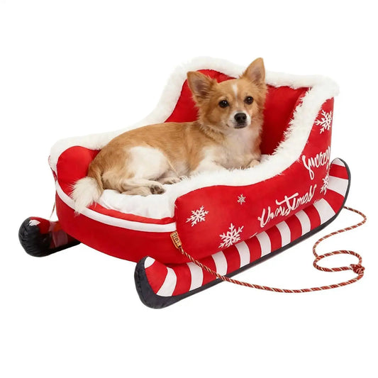 Letto per cani Base invernale calda antiscivolo Lavabile staccabile Casa a forma di Sge di Natale per forniture per animali domestici per cuccioli di gatto